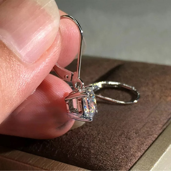 Elegant Silver Jewelry Drop Earrings for Women Cubic Zirconia - Picture 4 of 6